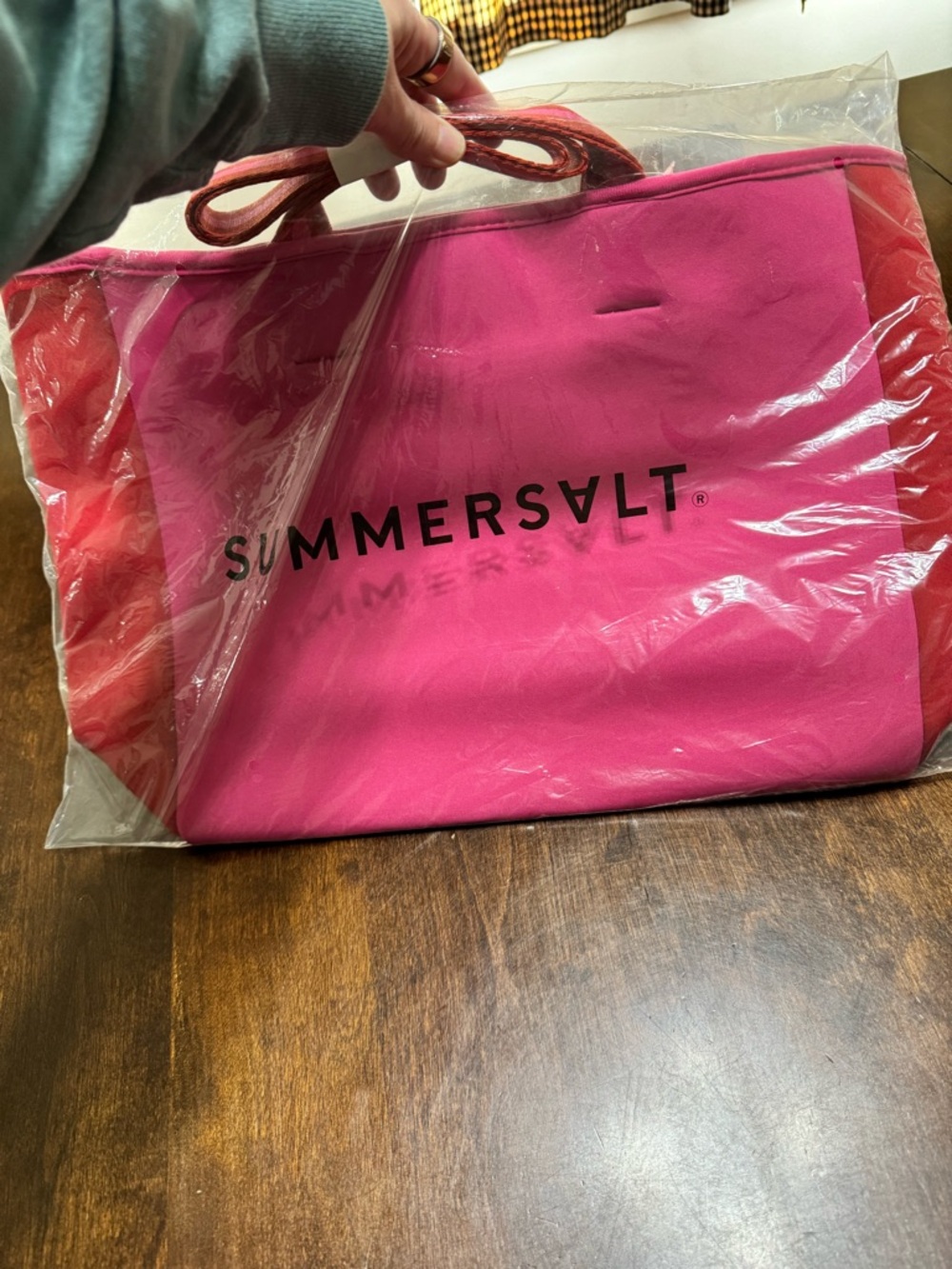 summersalt Hot Pink Tote with Coral Side Panels